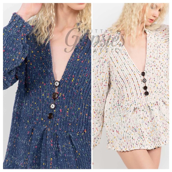 POL Pink Confetti Cake Peplum Sweater - Picture 6 of 9